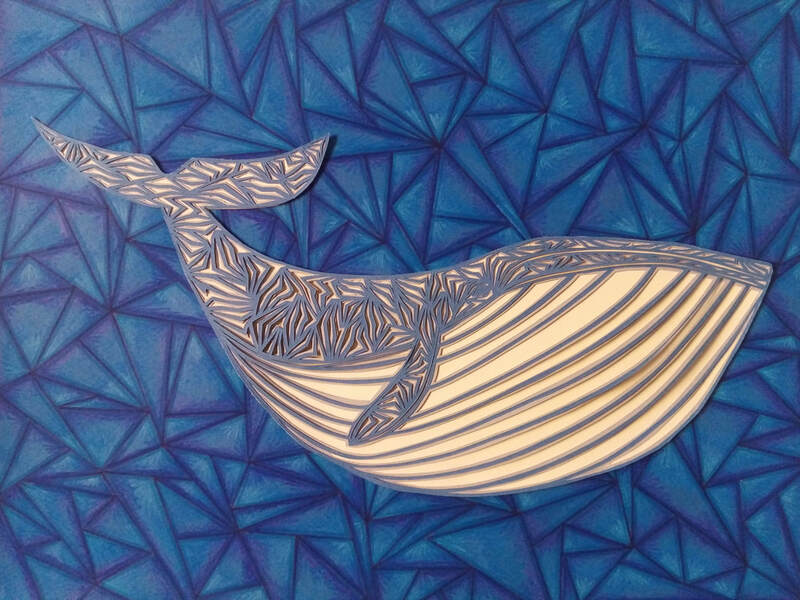 Baleine bleue II - World's Animals - Maud Chapuis Paper Art