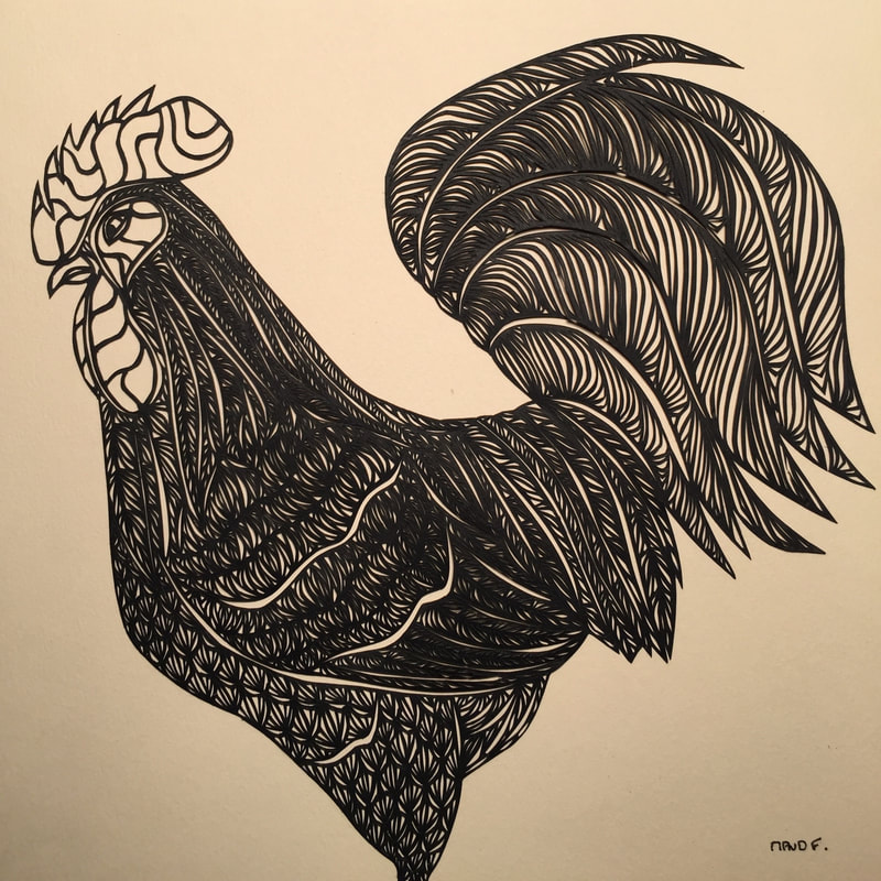 Coq - World's Animals - Maud Chapuis Paper Art