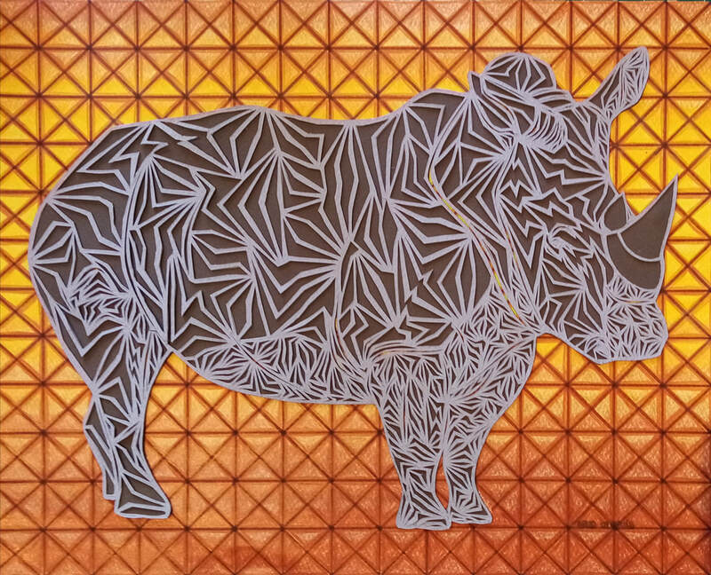 Rhinocéros - World's Animals - Maud Chapuis Paper Art